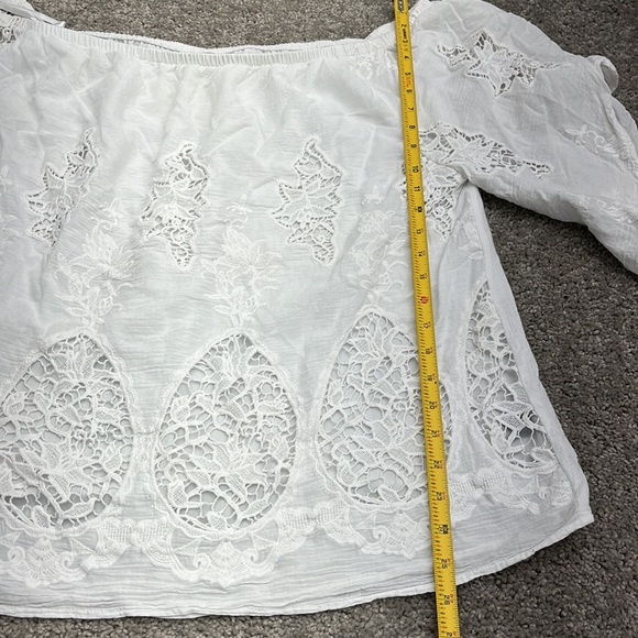 Lane Bryant White Crochet Off Shoulder Lined Boho Peasant Top Women’s 18/20 - Picture 10 of 11